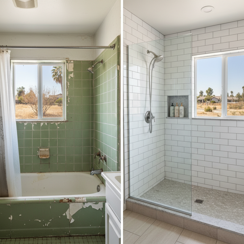 Completed shower replacement work at a residential property in Lynwood, CA