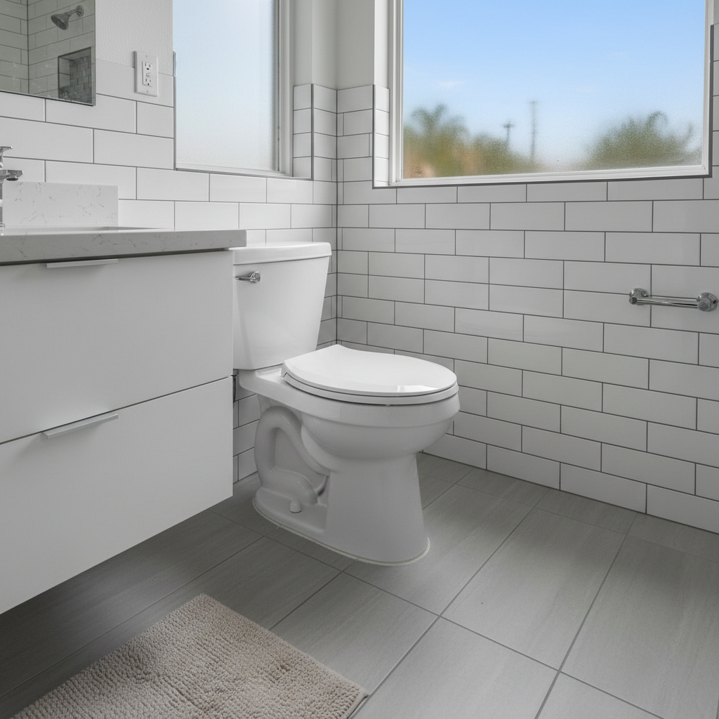 Completed toilet installation work at a residential property in Lynwood, CA