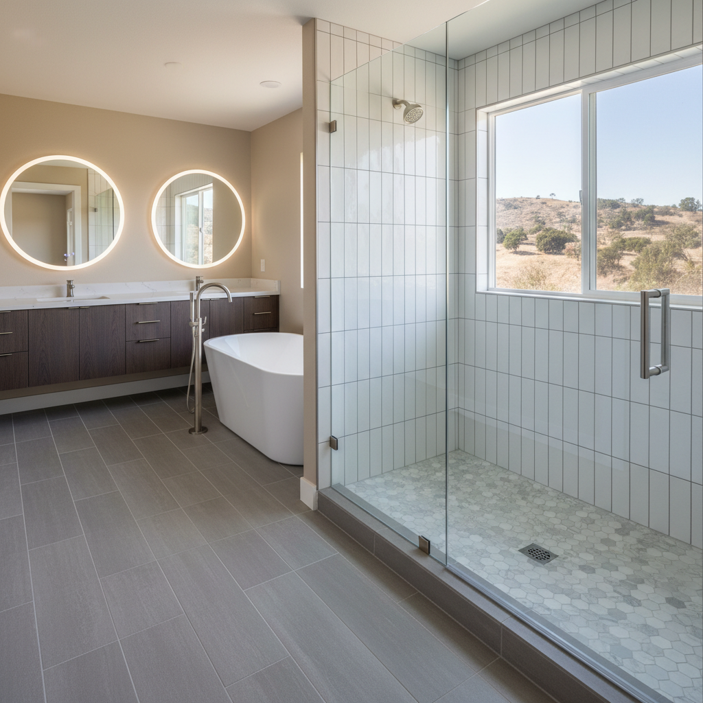 Completed tile and flooring installation work at a residential property in Pomona, CA