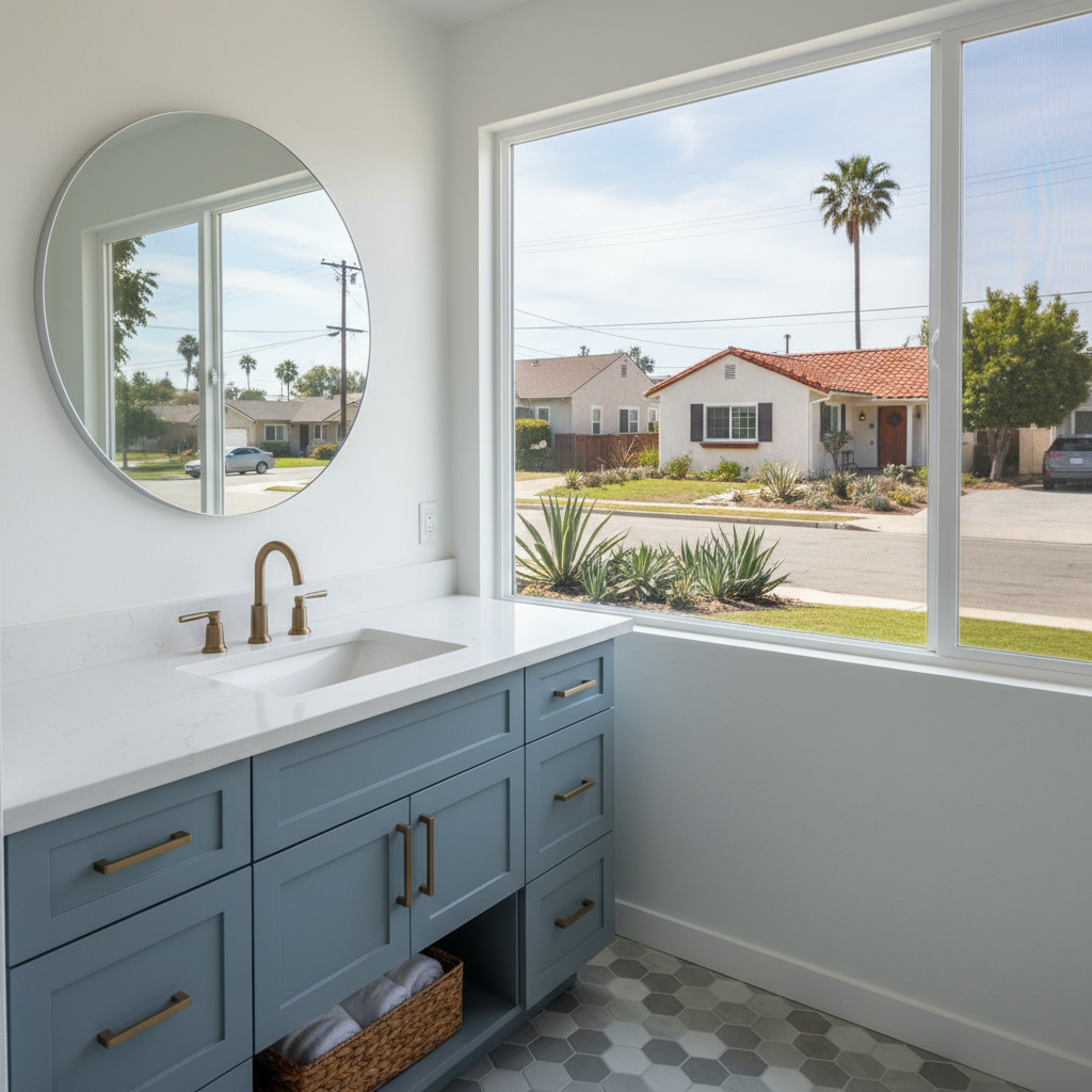 Completed vanity and sink installation work at a residential property in Long Beach, CA