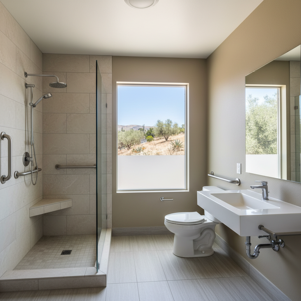 Completed handicap accessible bathrooms work at a residential property in Montebello, CA