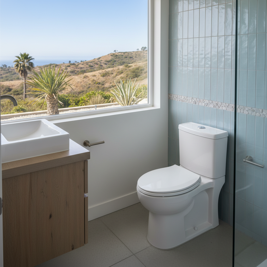 Completed toilet installation work at a residential property in Malibu, CA
