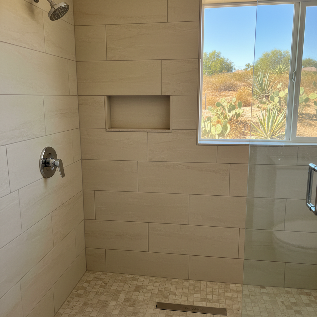 Completed shower replacement work at a residential property in Pomona, CA