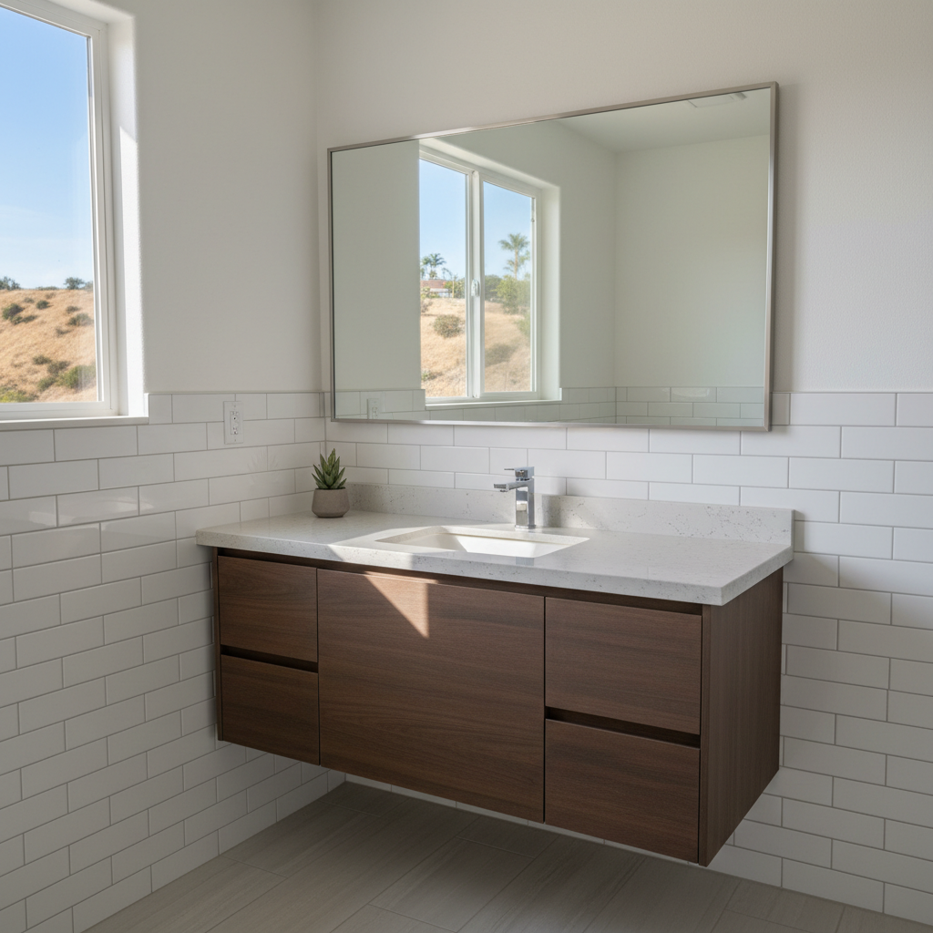 Completed vanity and sink installation work at a residential property in Covina, CA