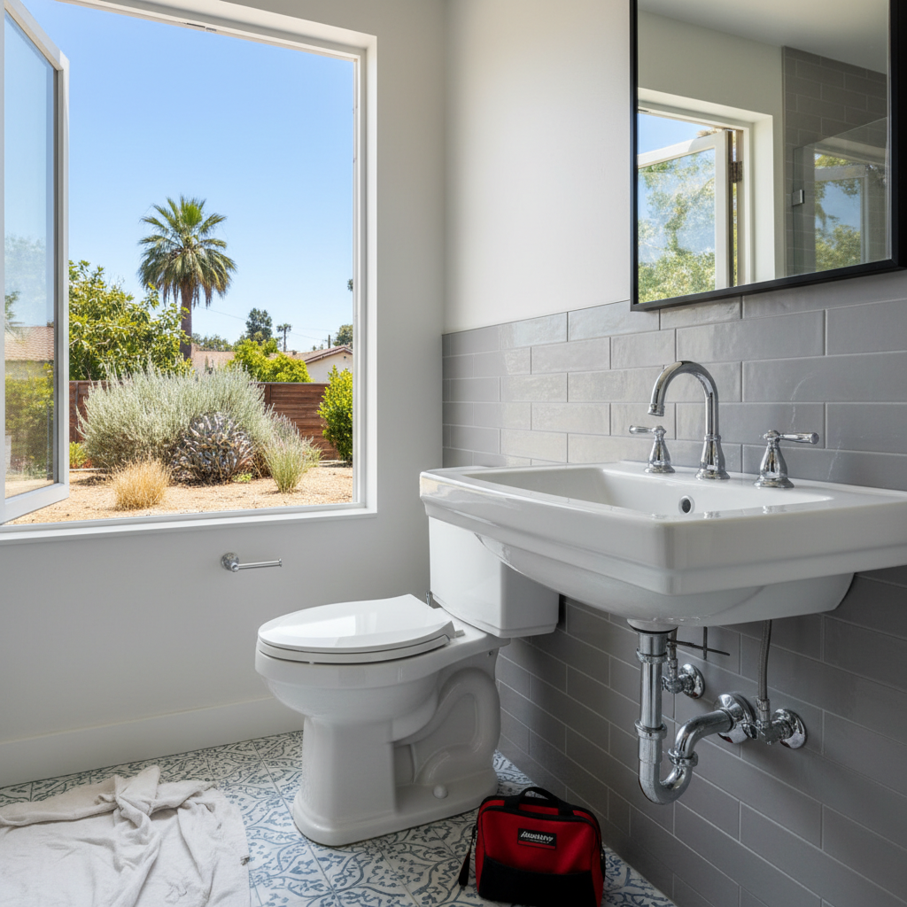 Completed plumbing work work at a residential property in Whittier, CA