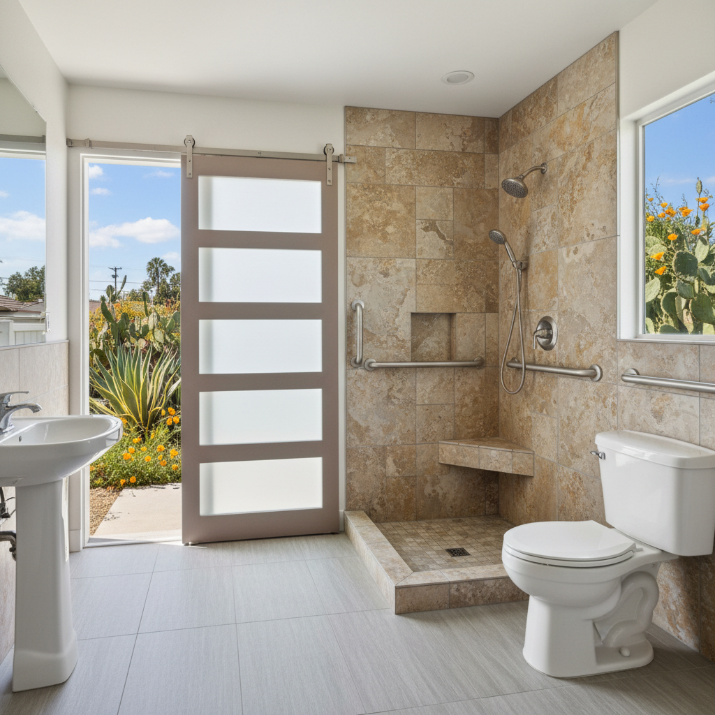Completed handicap accessible bathrooms work at a residential property in Whittier, CA