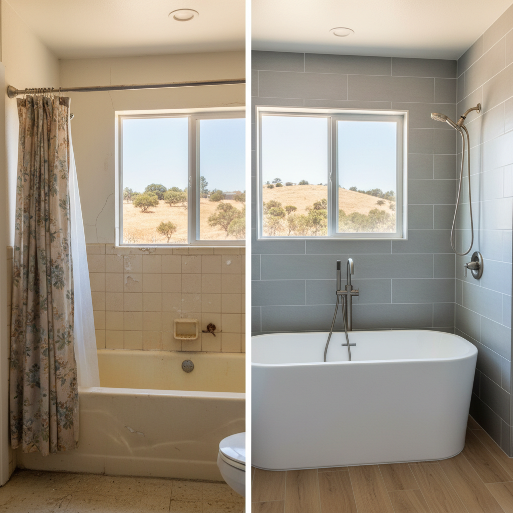 Completed bathtub replacement work at a residential property in Folsom, CA