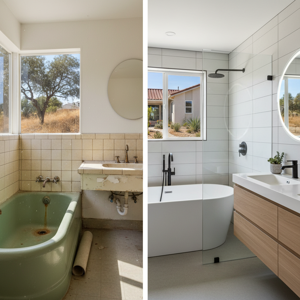 Completed bathroom modernization work at a residential property in West Hills, CA