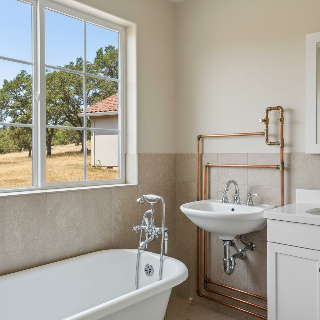 Completed plumbing work work at a residential property in Folsom, CA
