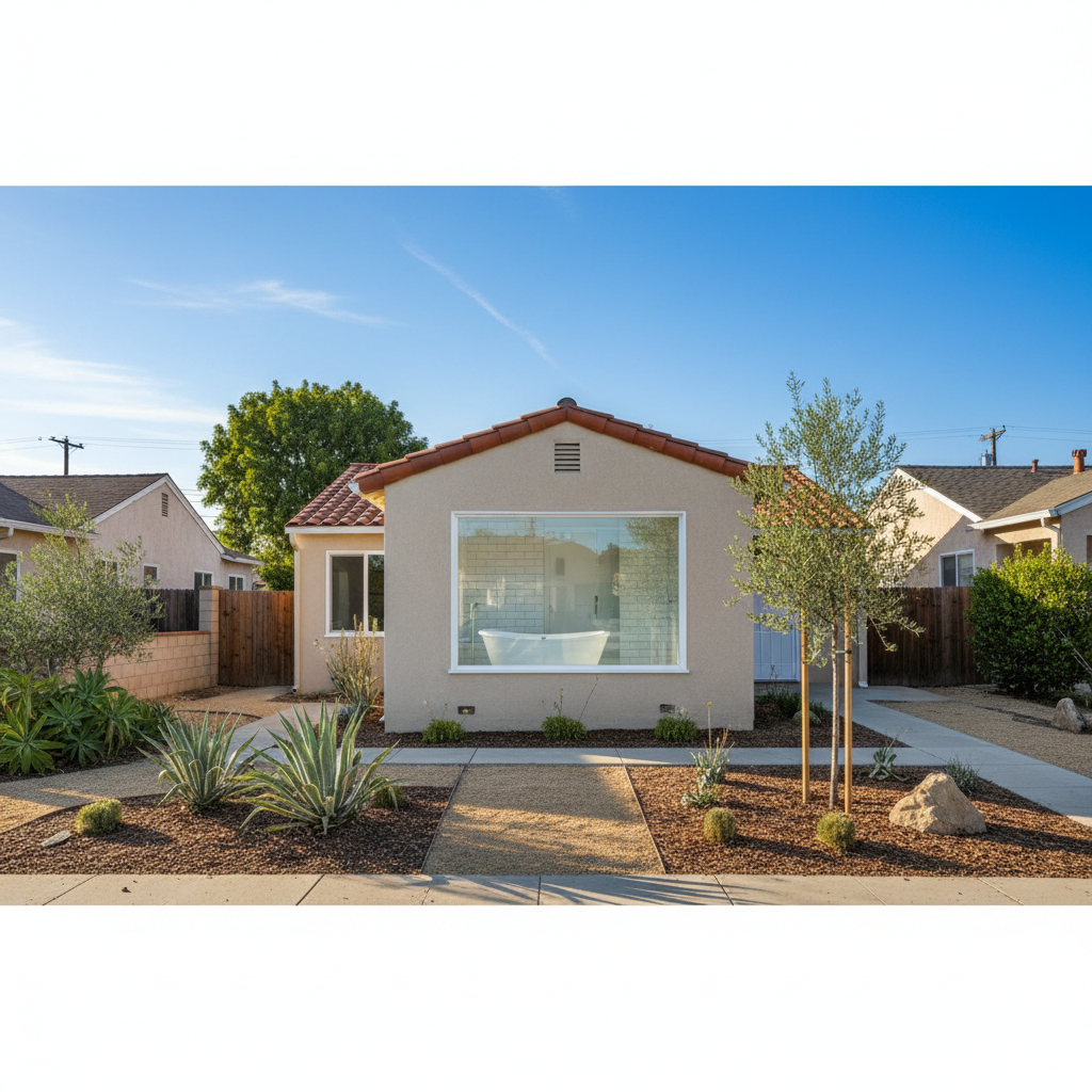 Completed bathtub and shower installation work at a residential property in Whittier, CA