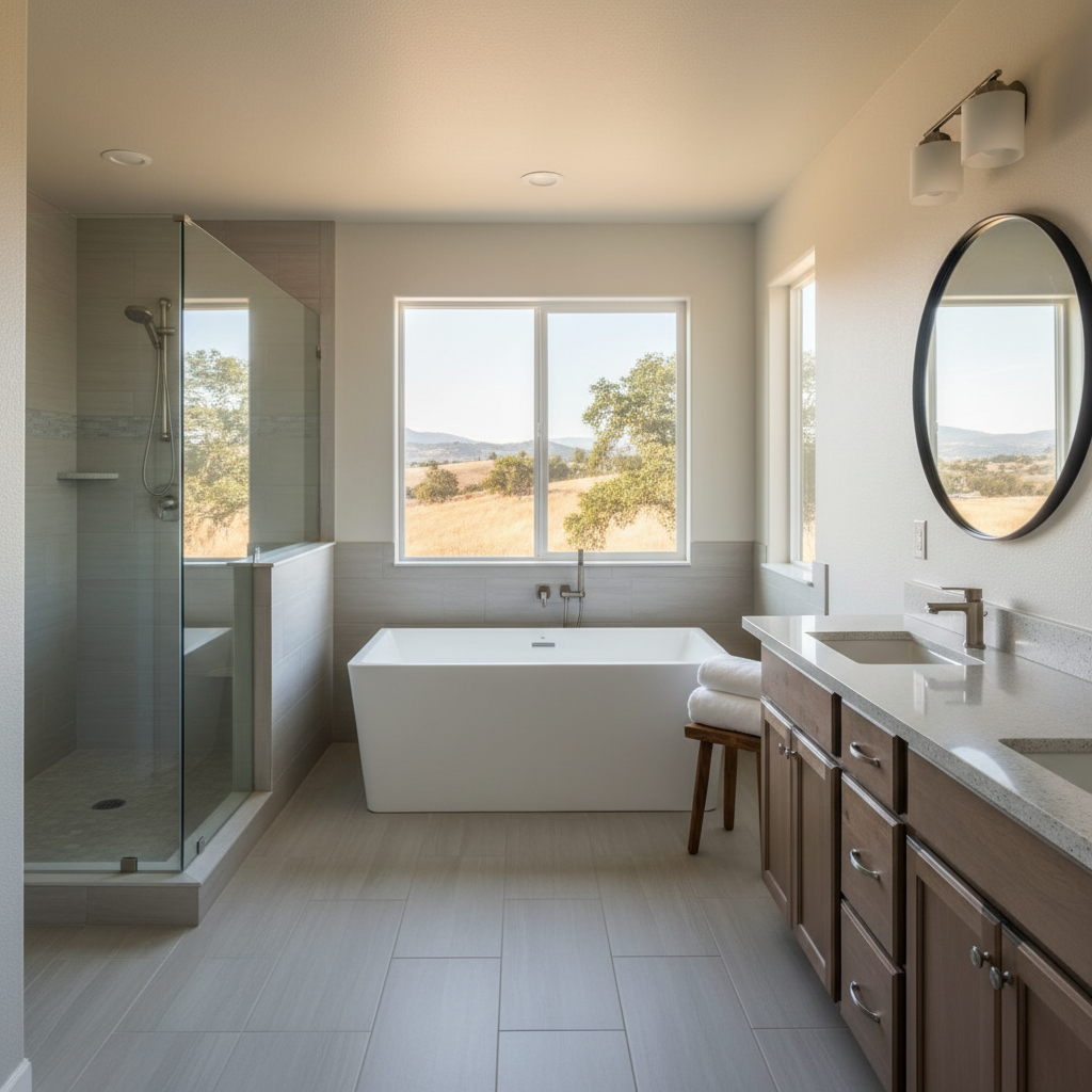 Completed bathroom remodel work at a residential property in Fair Oaks, CA