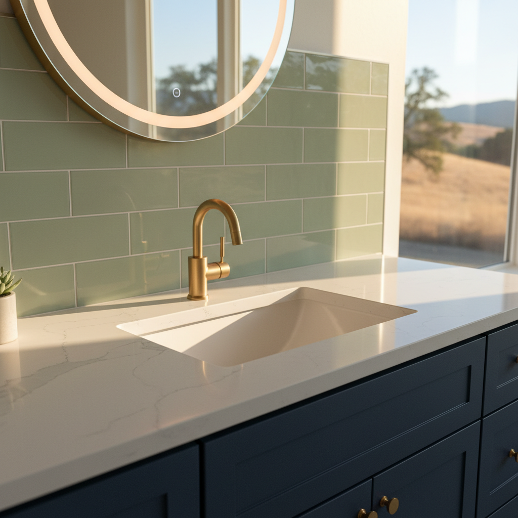 Completed vanity and sink installation work at a residential property in Folsom, CA