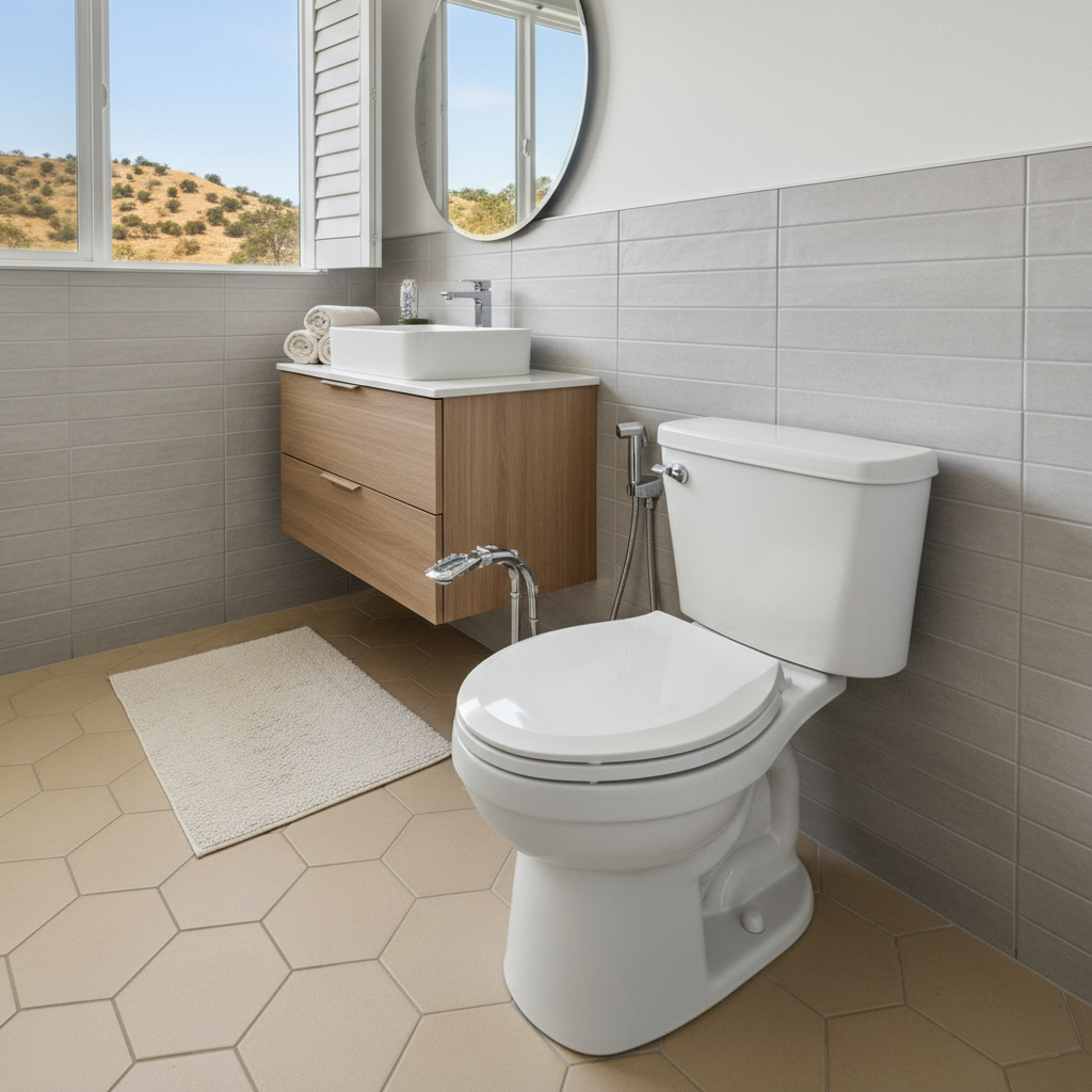 Completed toilet installation work at a residential property in West Hills, CA