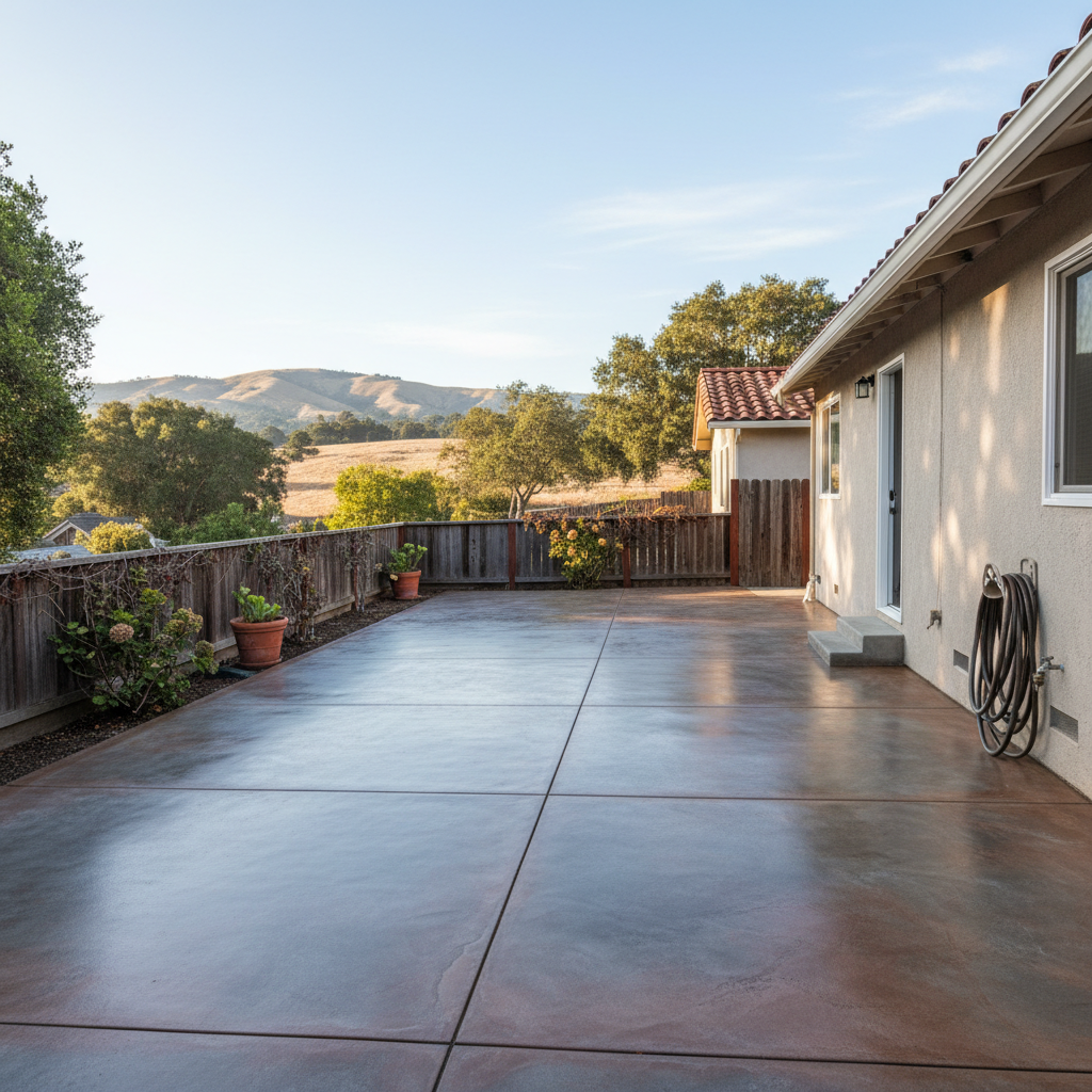 Completed concrete staining work at a residential property in San Francisco, CA