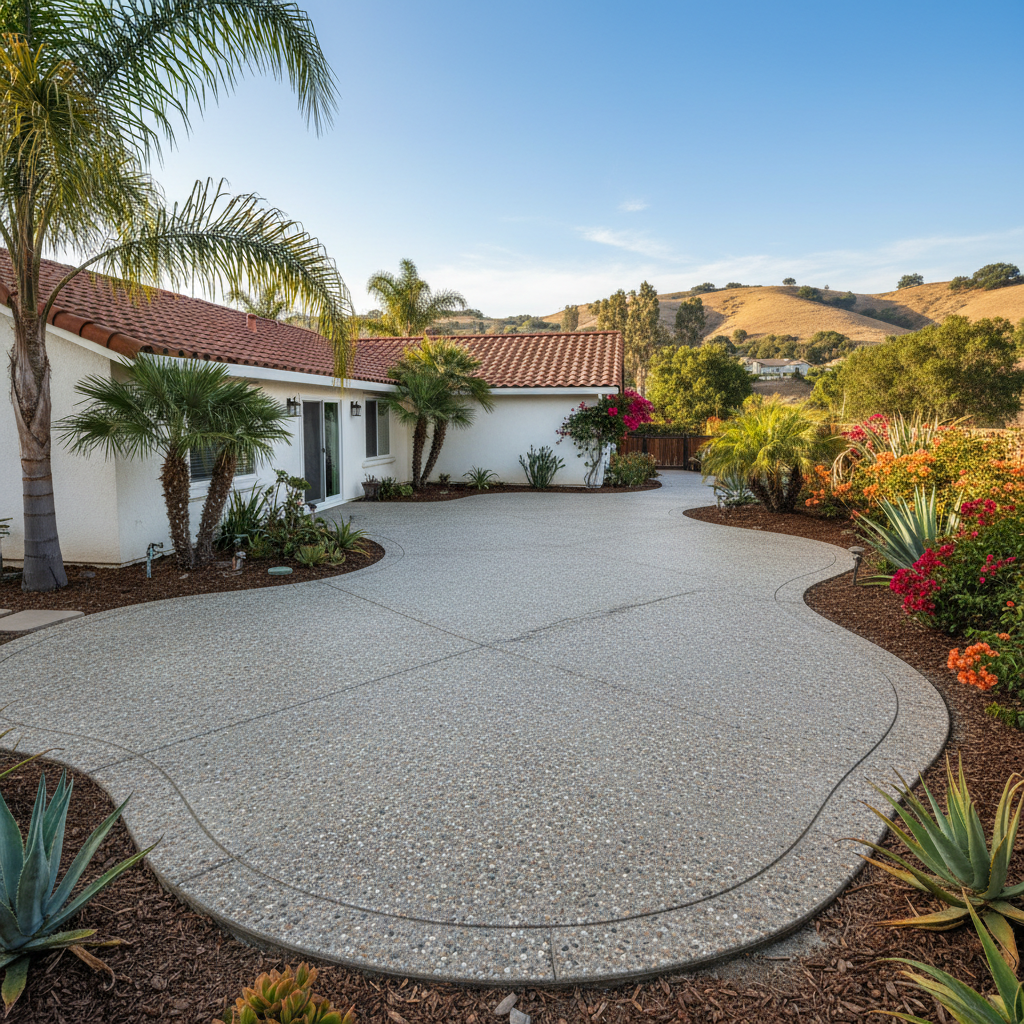 Completed concrete patios work at a residential property in Ventura, CA