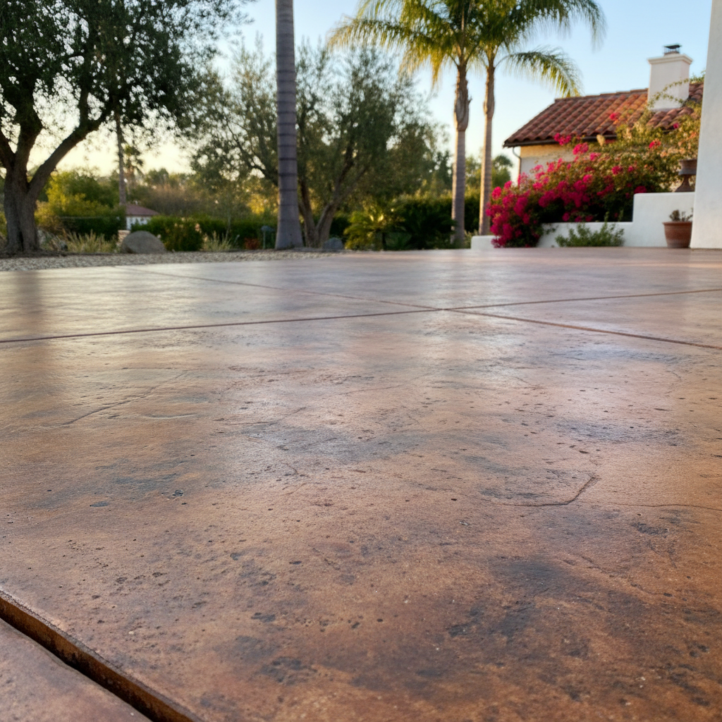 Completed concrete staining work at a residential property in Santa Barbara, CA