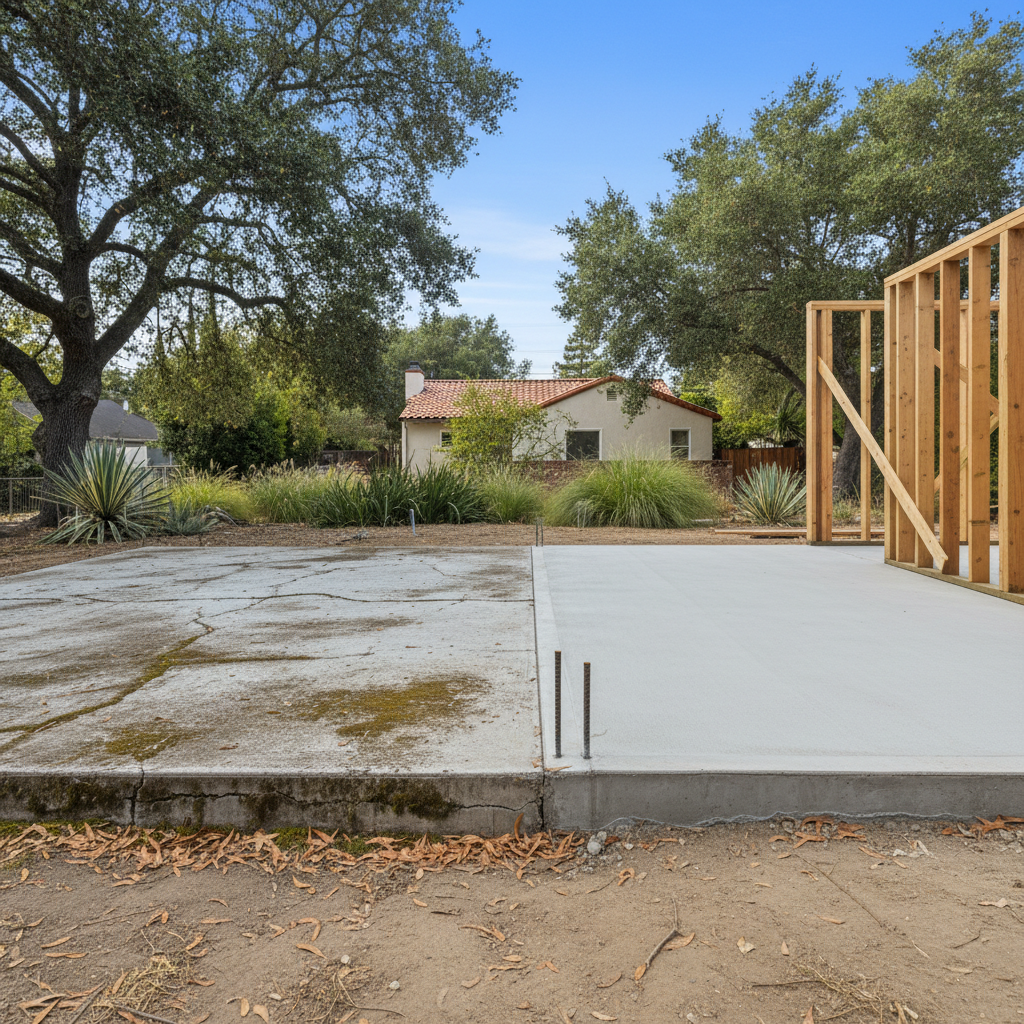 Completed foundation construction work at a residential property in Palo Alto, CA