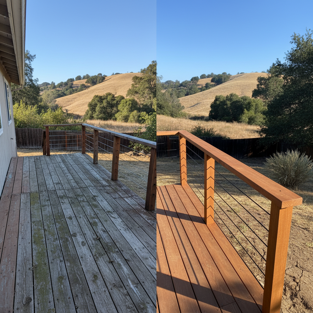 Completed deck railing installation work at a residential property in Chico, CA