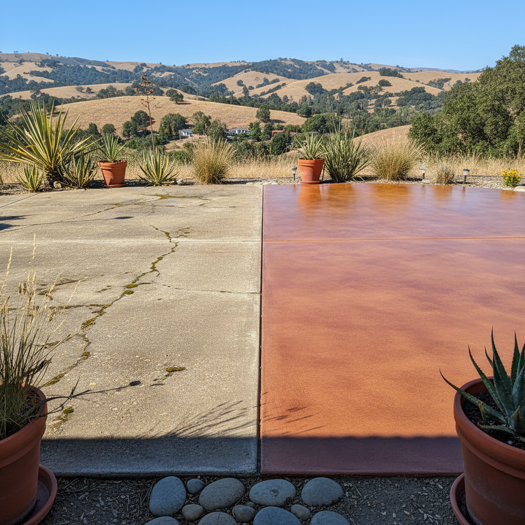 Completed concrete staining work at a residential property in Ventura, CA