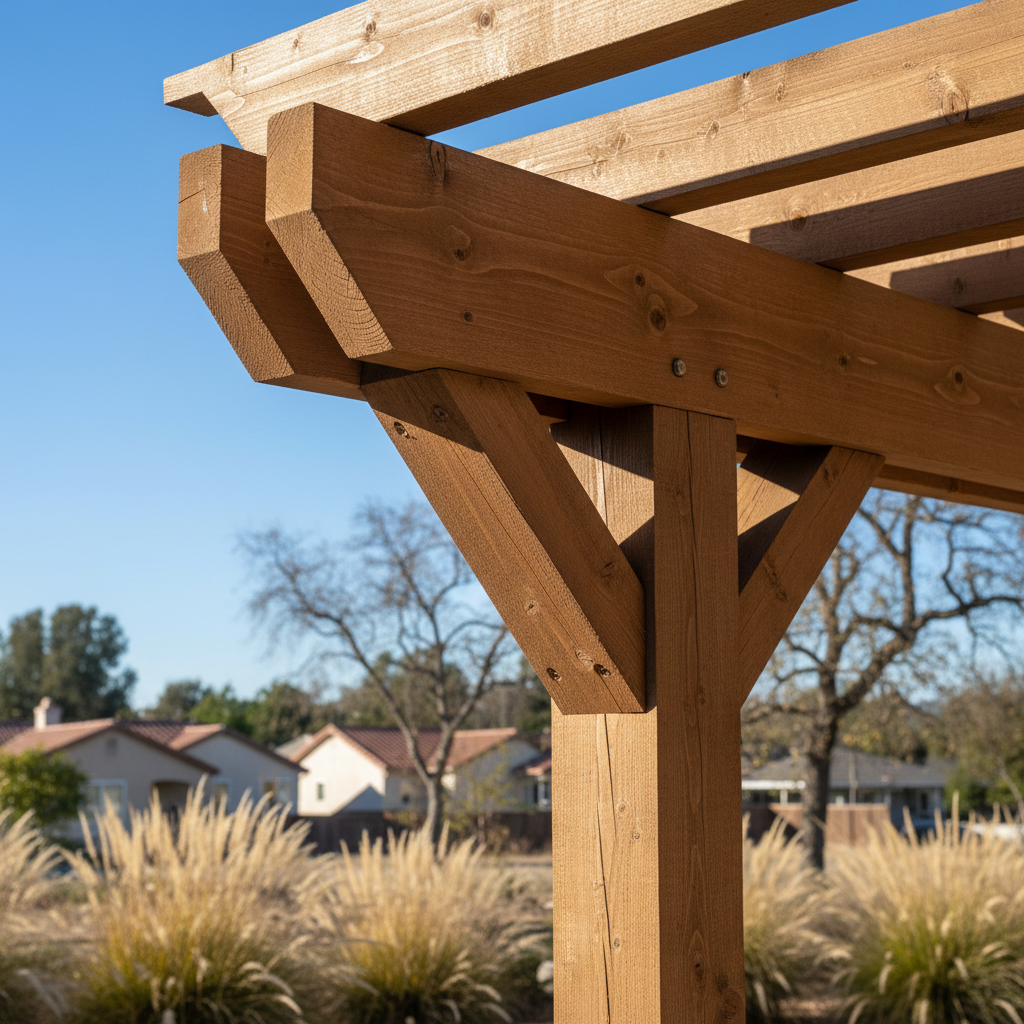 Completed pergola construction work at a residential property in Pittsburg, CA