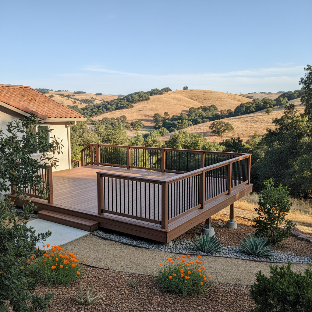 Completed trex decks work at a residential property in Chico, CA