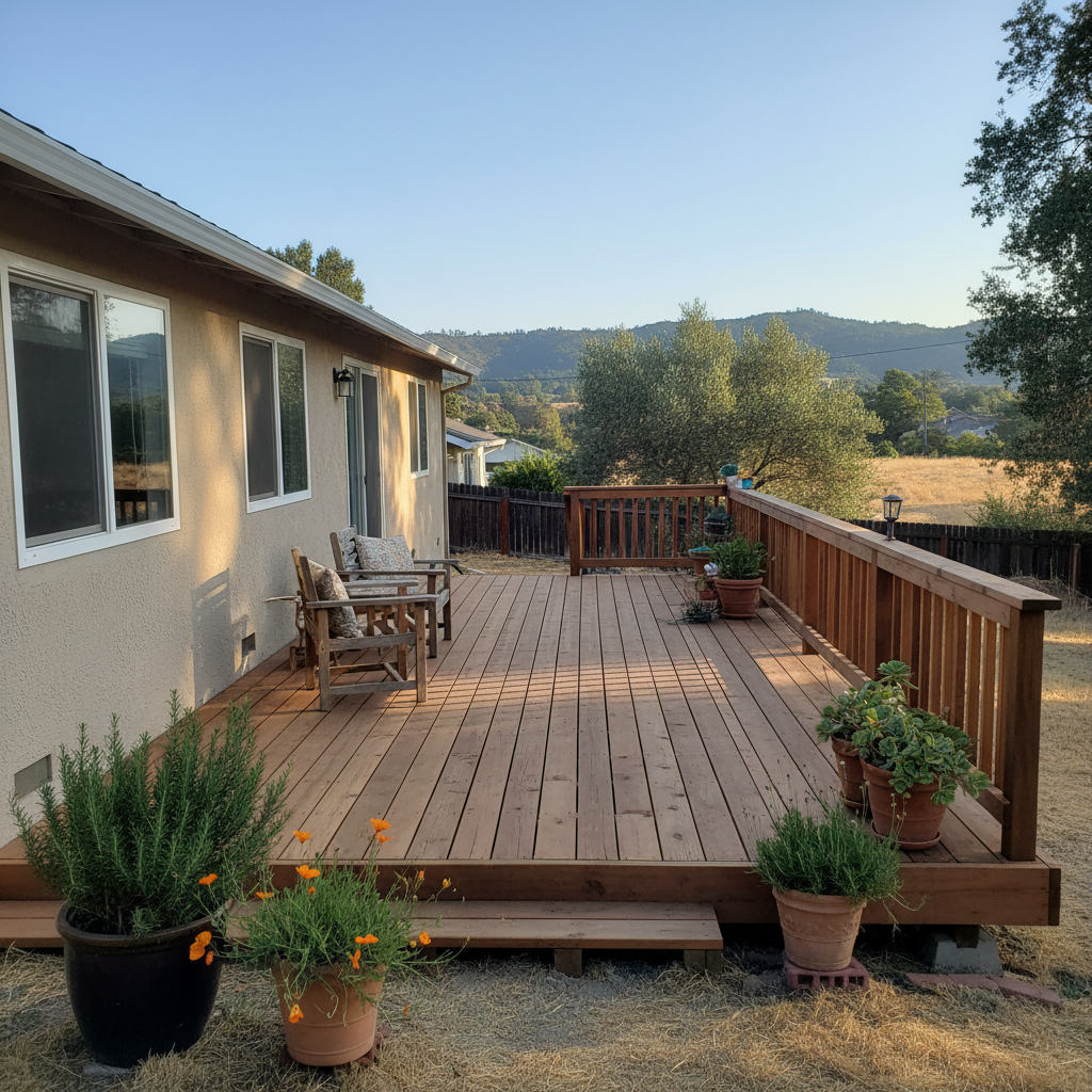 Completed deck repair work at a residential property in San Leandro, CA