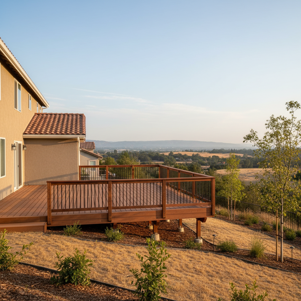 Completed deck railing installation work at a residential property in Pittsburg, CA