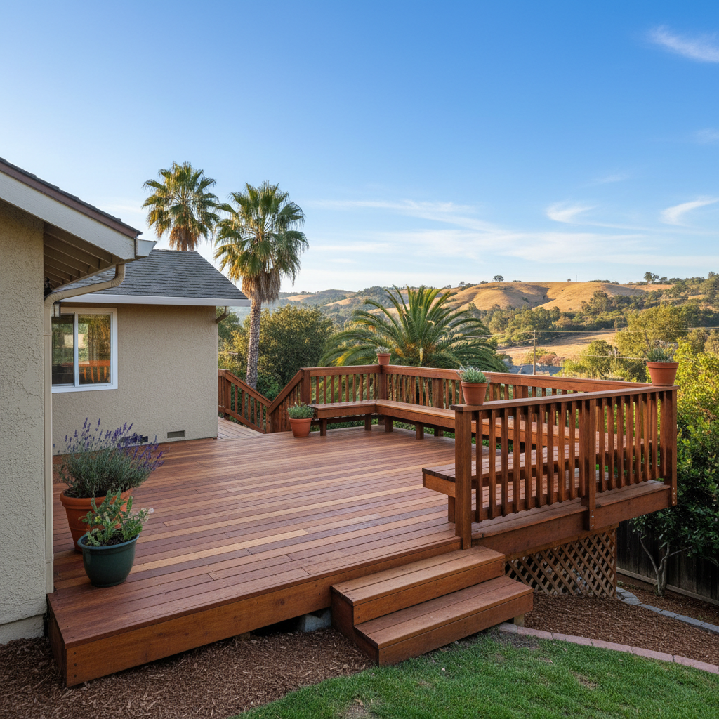 Completed deck repair work at a residential property in San Leandro, CA