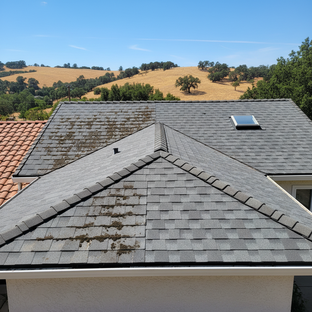 Completed roof installation work at a residential property in Folsom, CA