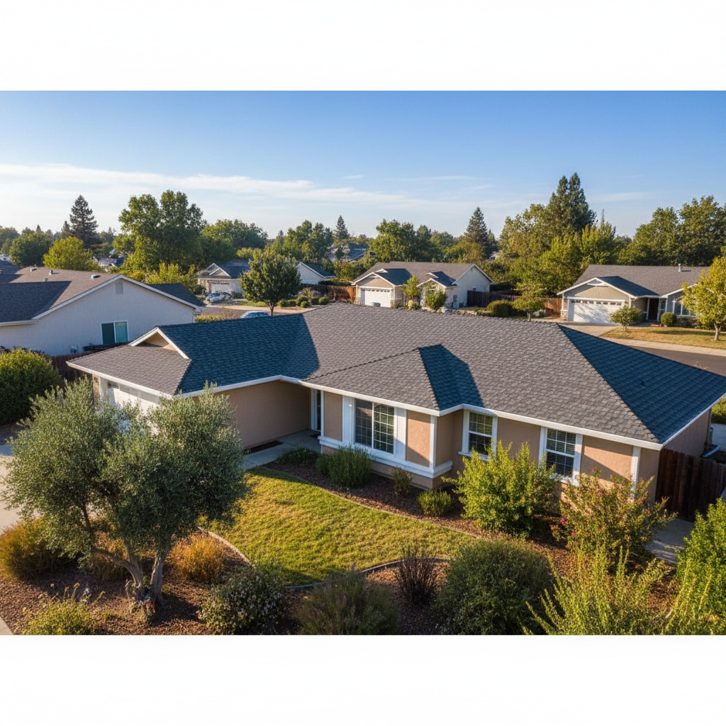 Completed roof replacement work at a residential property in Citrus Heights, CA