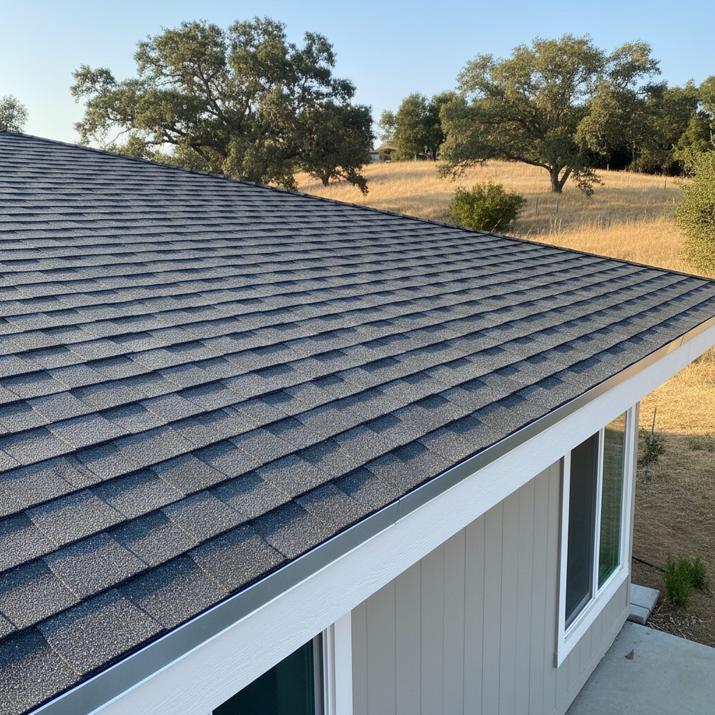 Completed roof installation work at a residential property in Folsom, CA