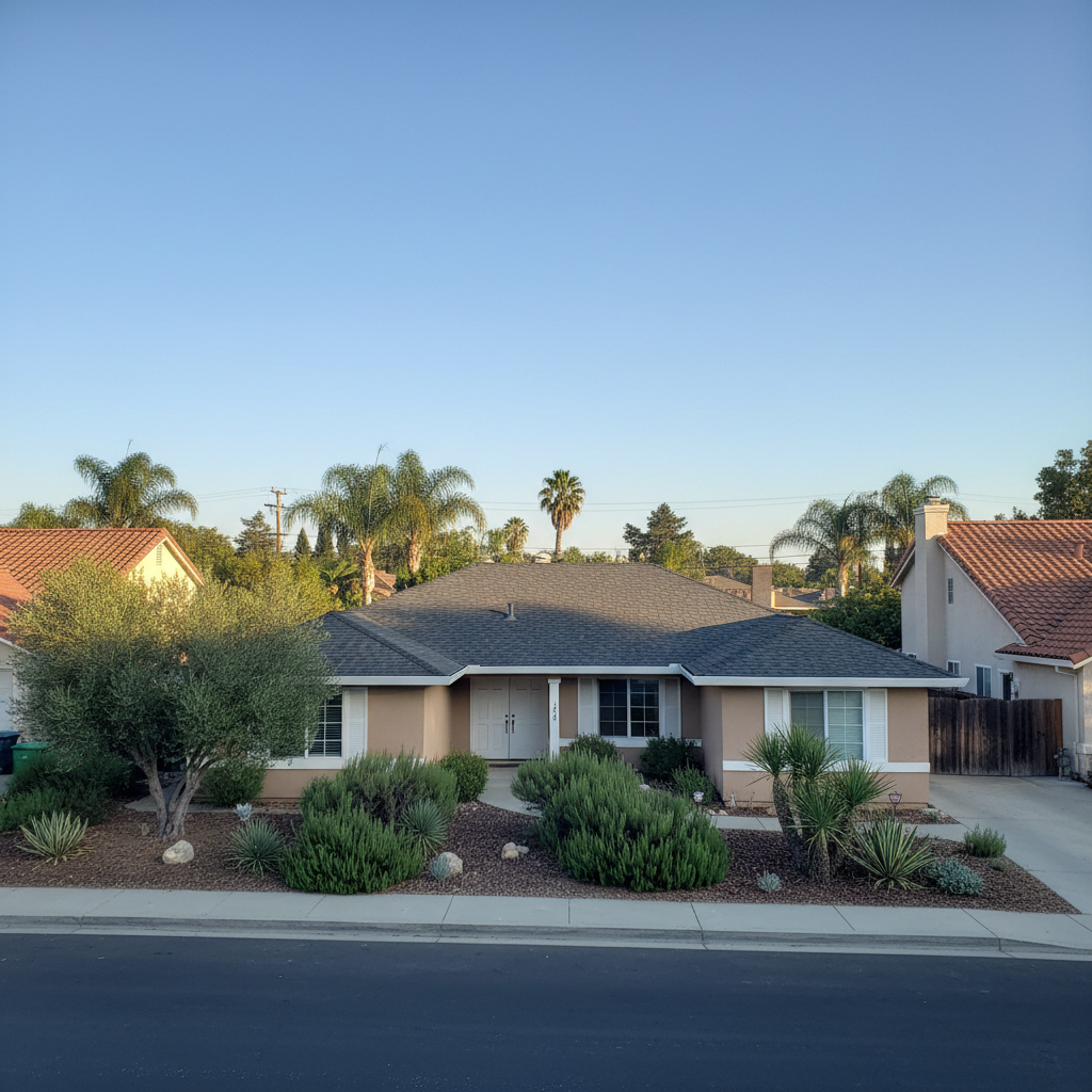 Completed roof replacement work at a residential property in Elk Grove, CA