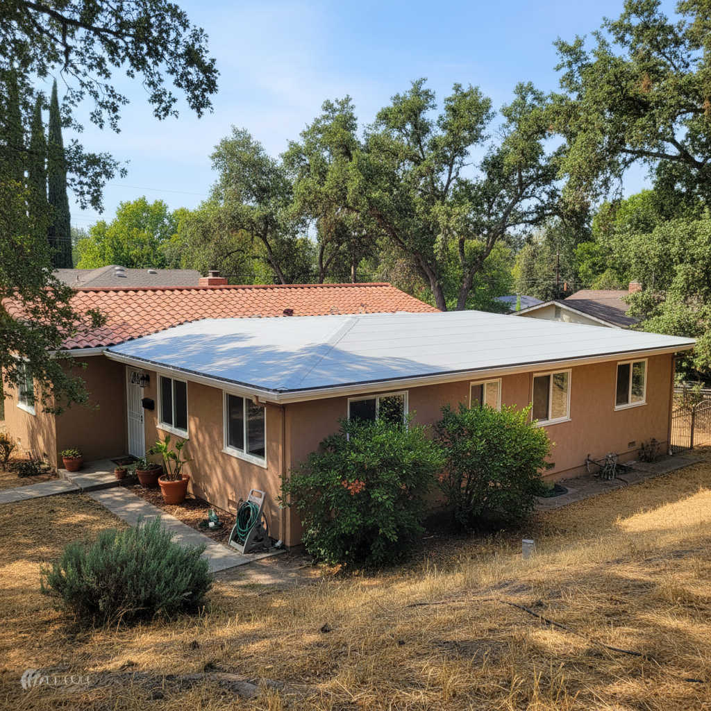 Completed flat roofing work at a residential property in Citrus Heights, CA