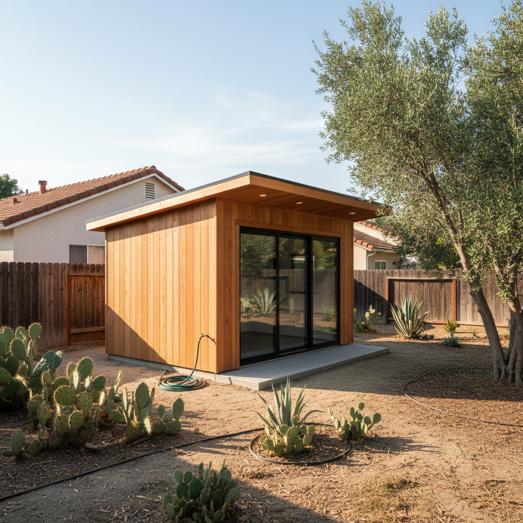 Completed office sheds work at a residential property in Pomona, CA