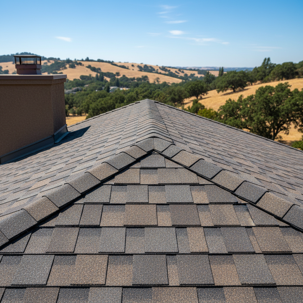 Completed roof installation work at a residential property in El Dorado Hills, CA