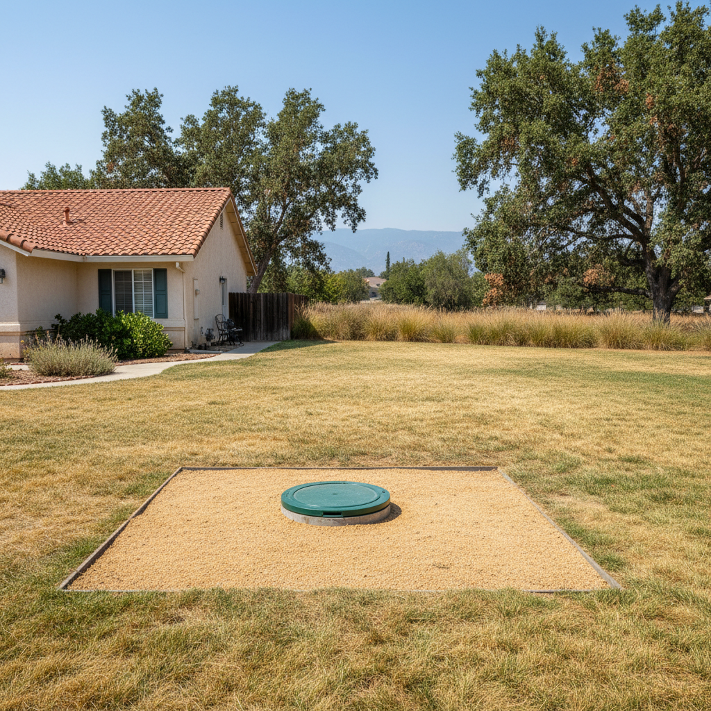Completed septic system maintenance work at a residential property in Fresno, CA