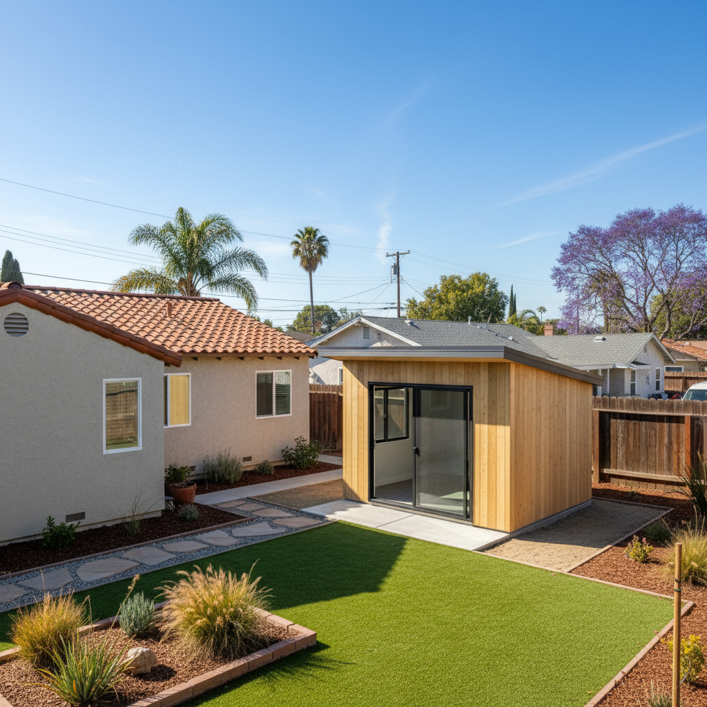 Completed office sheds work at a residential property in Pomona, CA