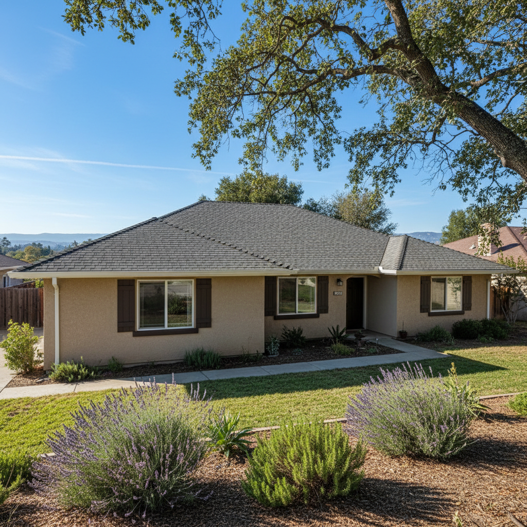 Completed roof replacement work at a residential property in Elk Grove, CA