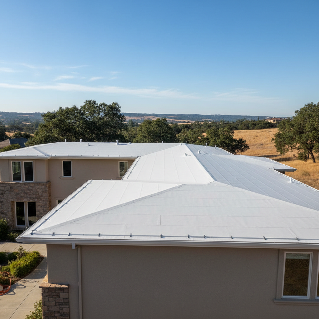 Completed commercial tpo roofing work at a residential property in El Dorado Hills, CA