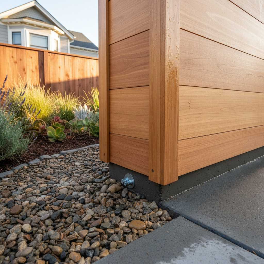 Completed shed delivery and installation work at a residential property in San Francisco, CA