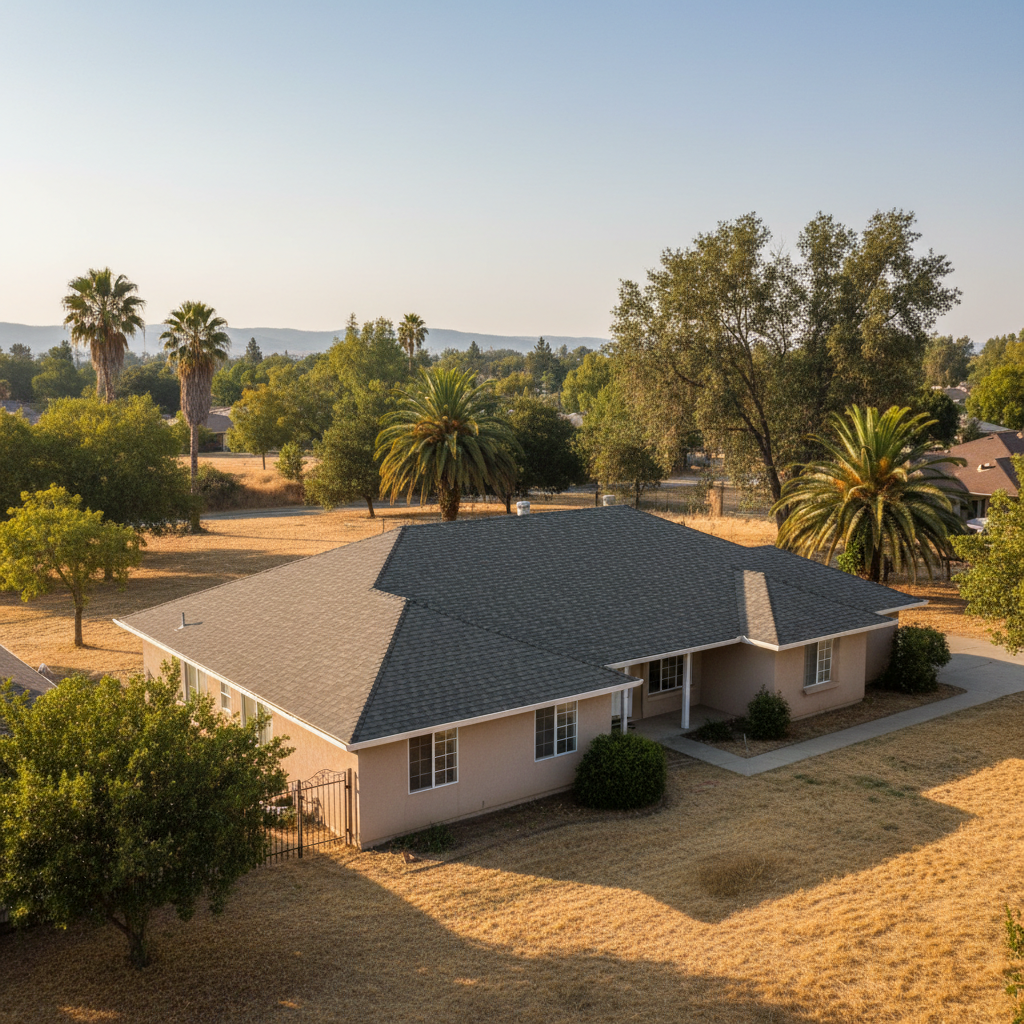 Completed roof repair work at a residential property in Rancho Cordova, CA