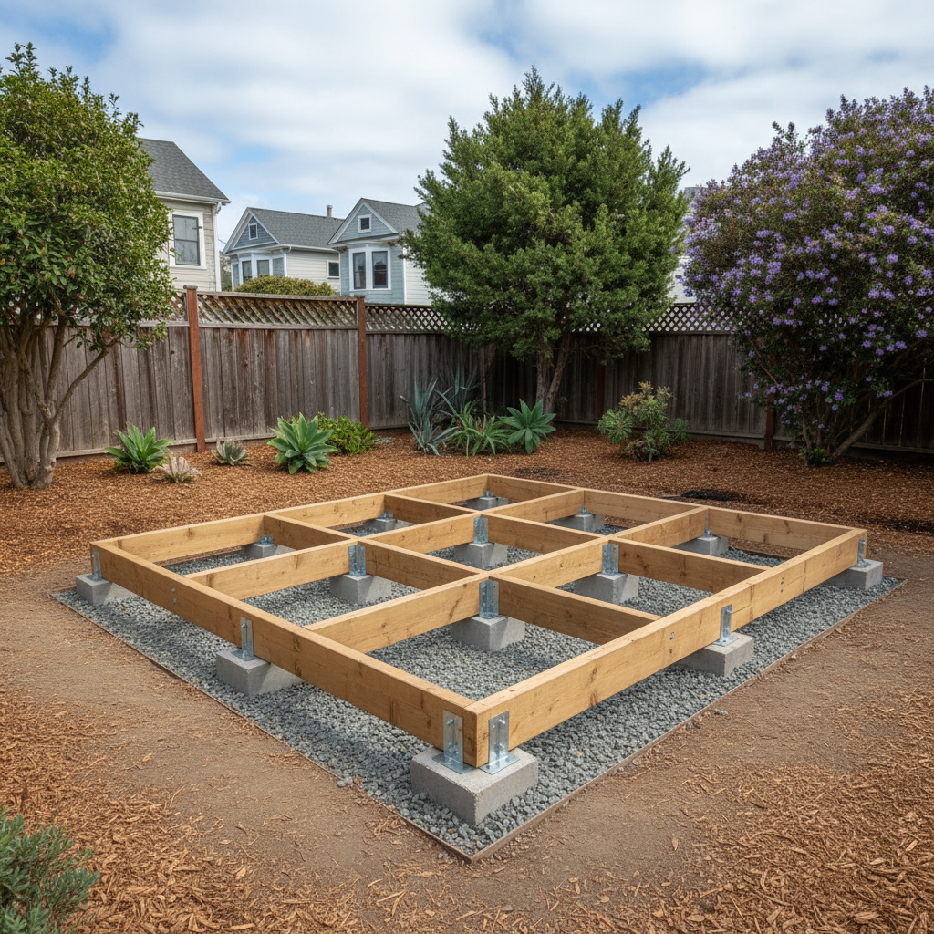 Completed shed foundation work work at a residential property in San Francisco, CA