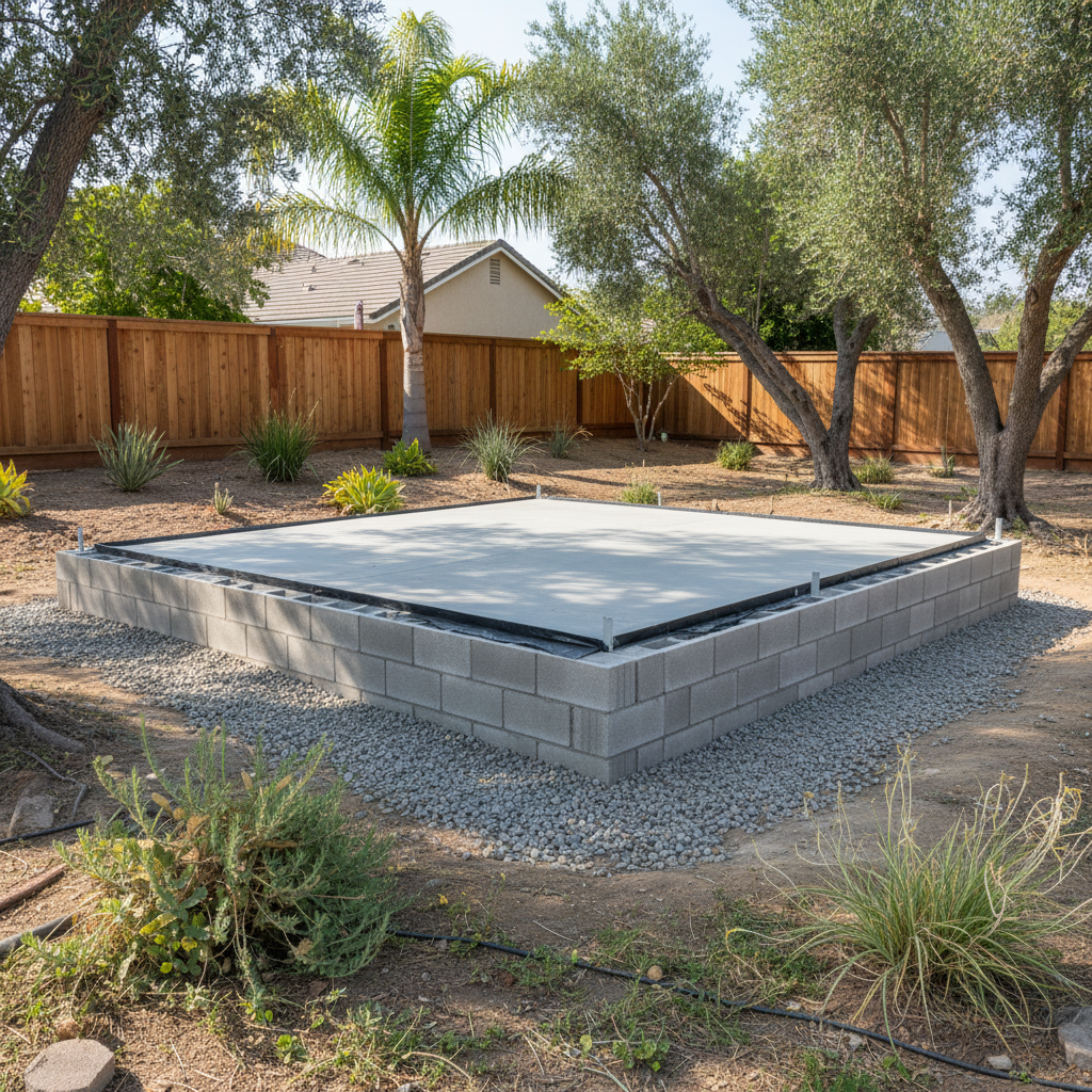 Completed shed foundation work work at a residential property in La Mesa, CA