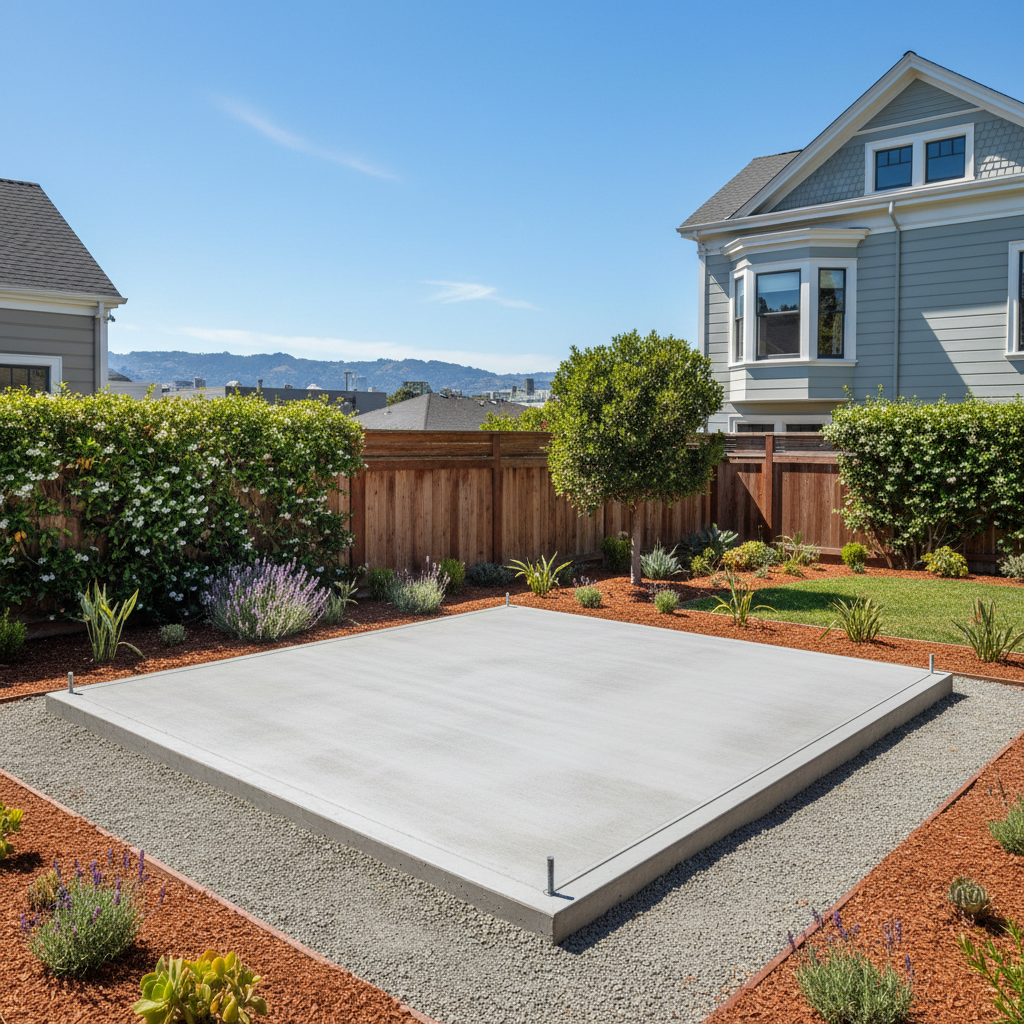 Completed shed foundation work work at a residential property in San Francisco, CA