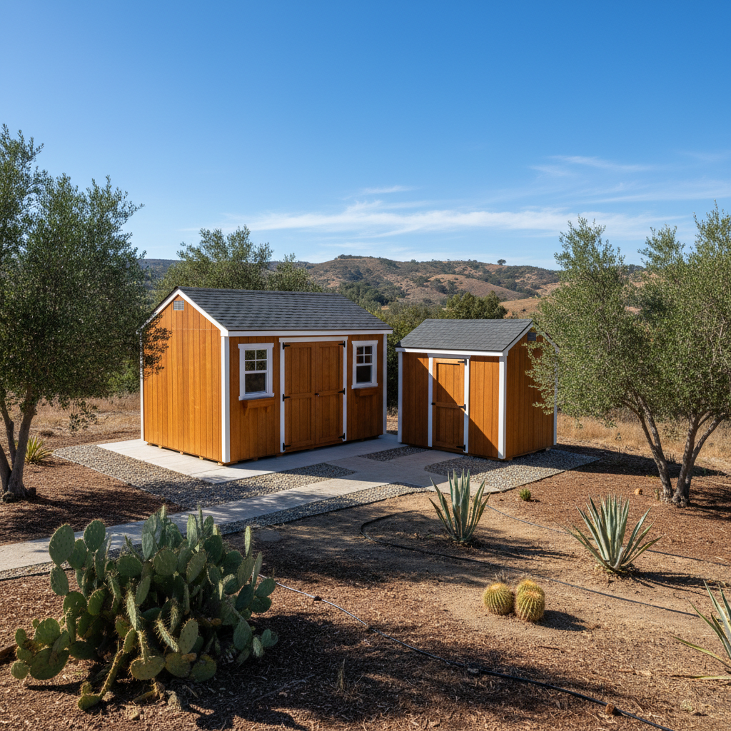 Completed storage sheds work at a residential property in La Mesa, CA