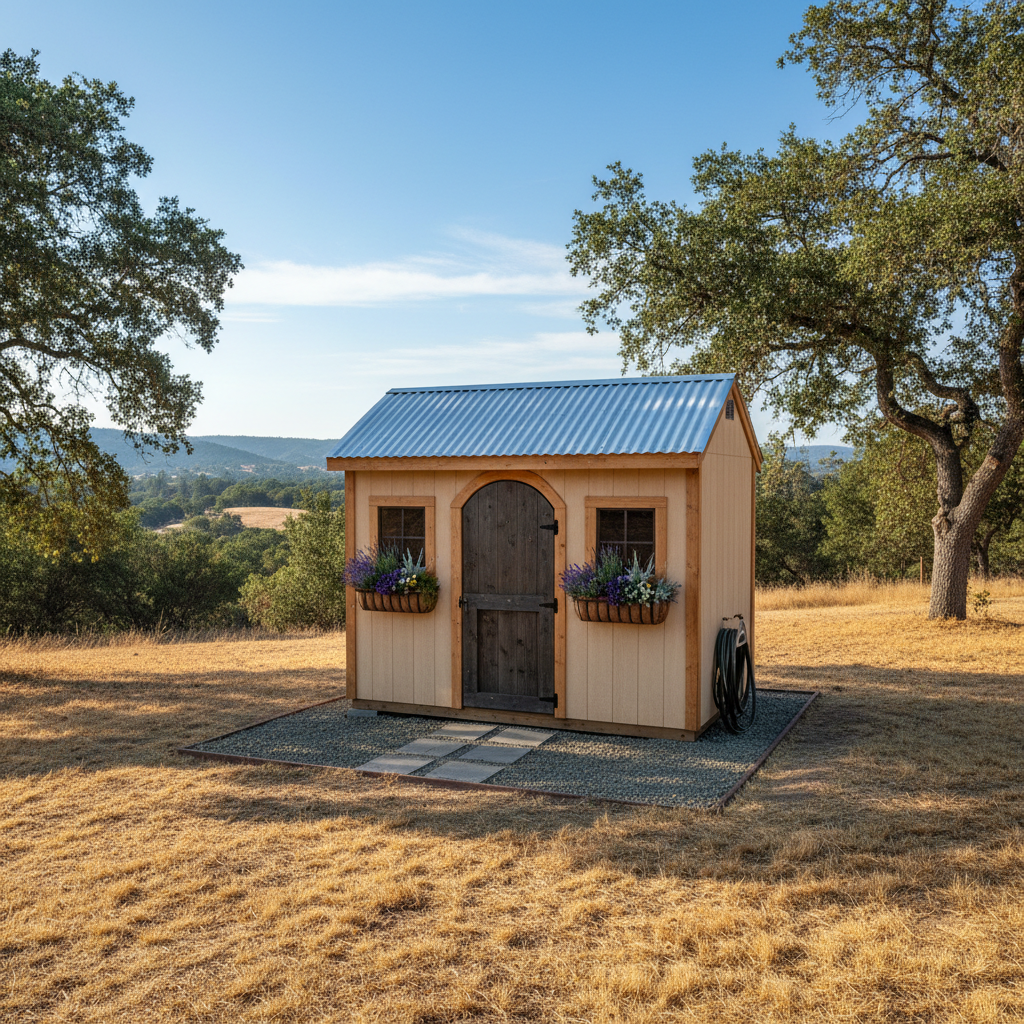 Completed garden sheds work at a residential property in Oakdale, CA