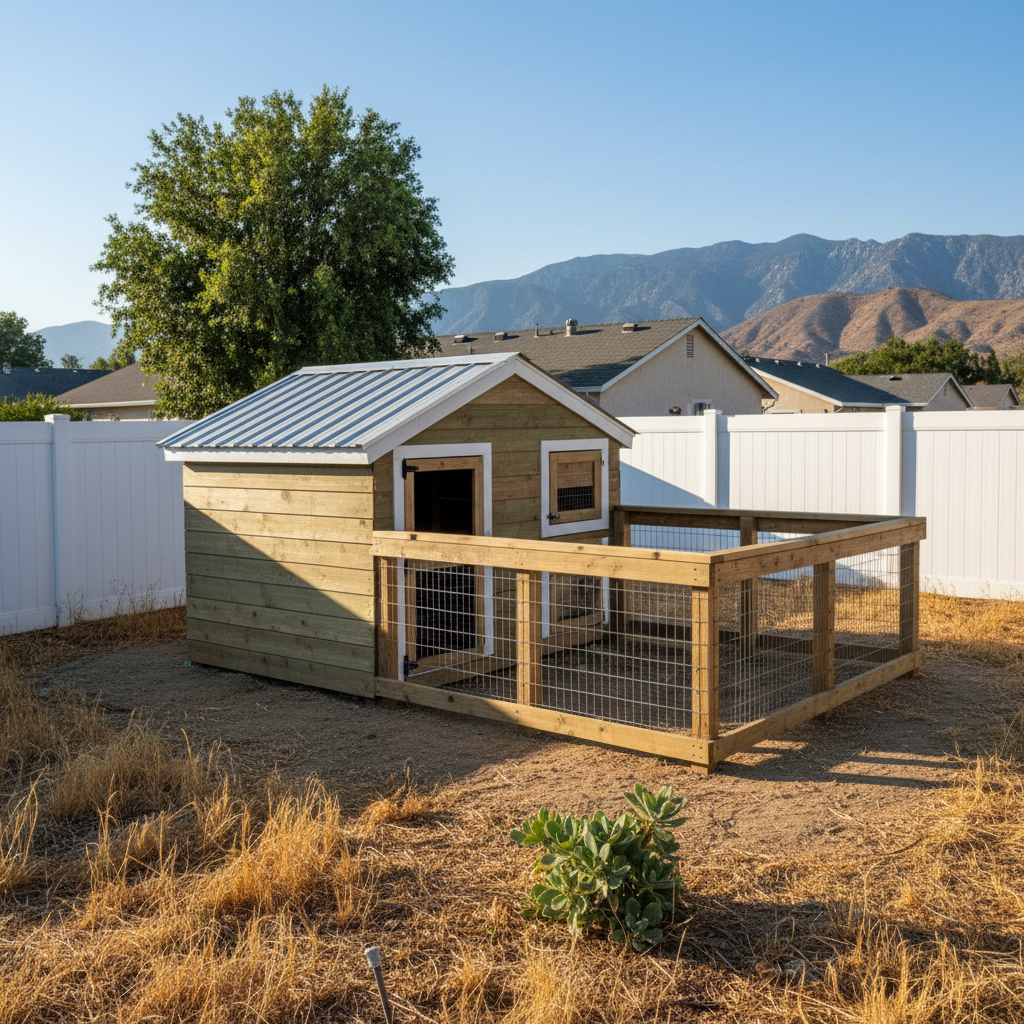 Completed livestock shelters work at a residential property in Pomona, CA