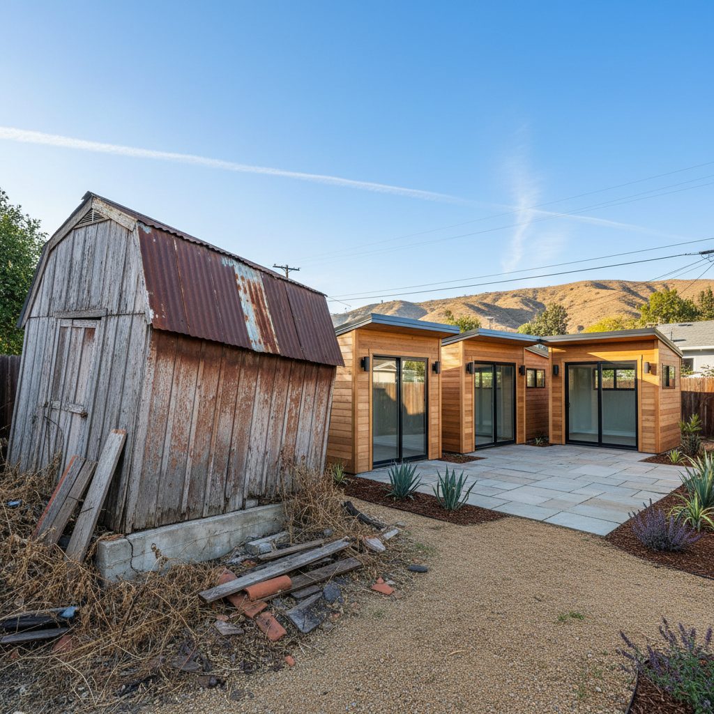 Completed office sheds work at a residential property in Los Angeles, CA