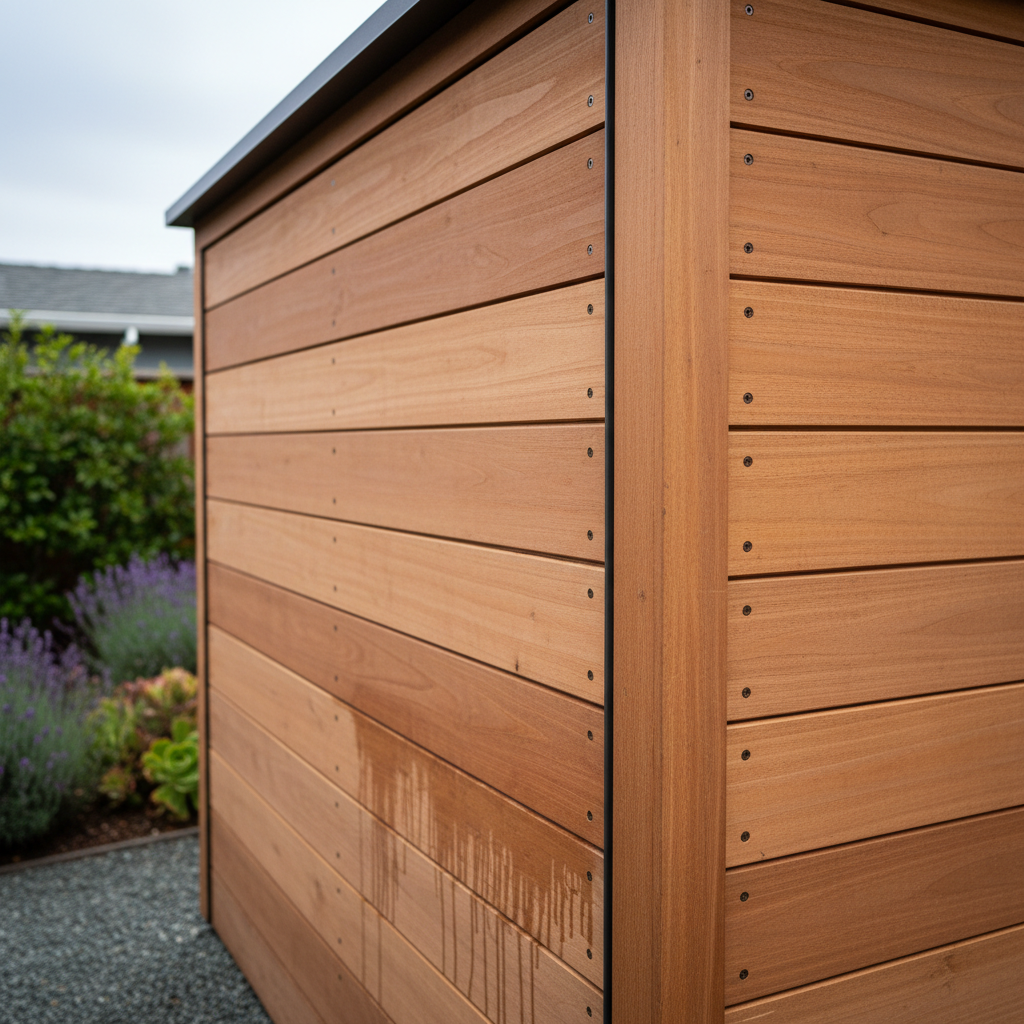 Completed storage sheds work at a residential property in San Francisco, CA