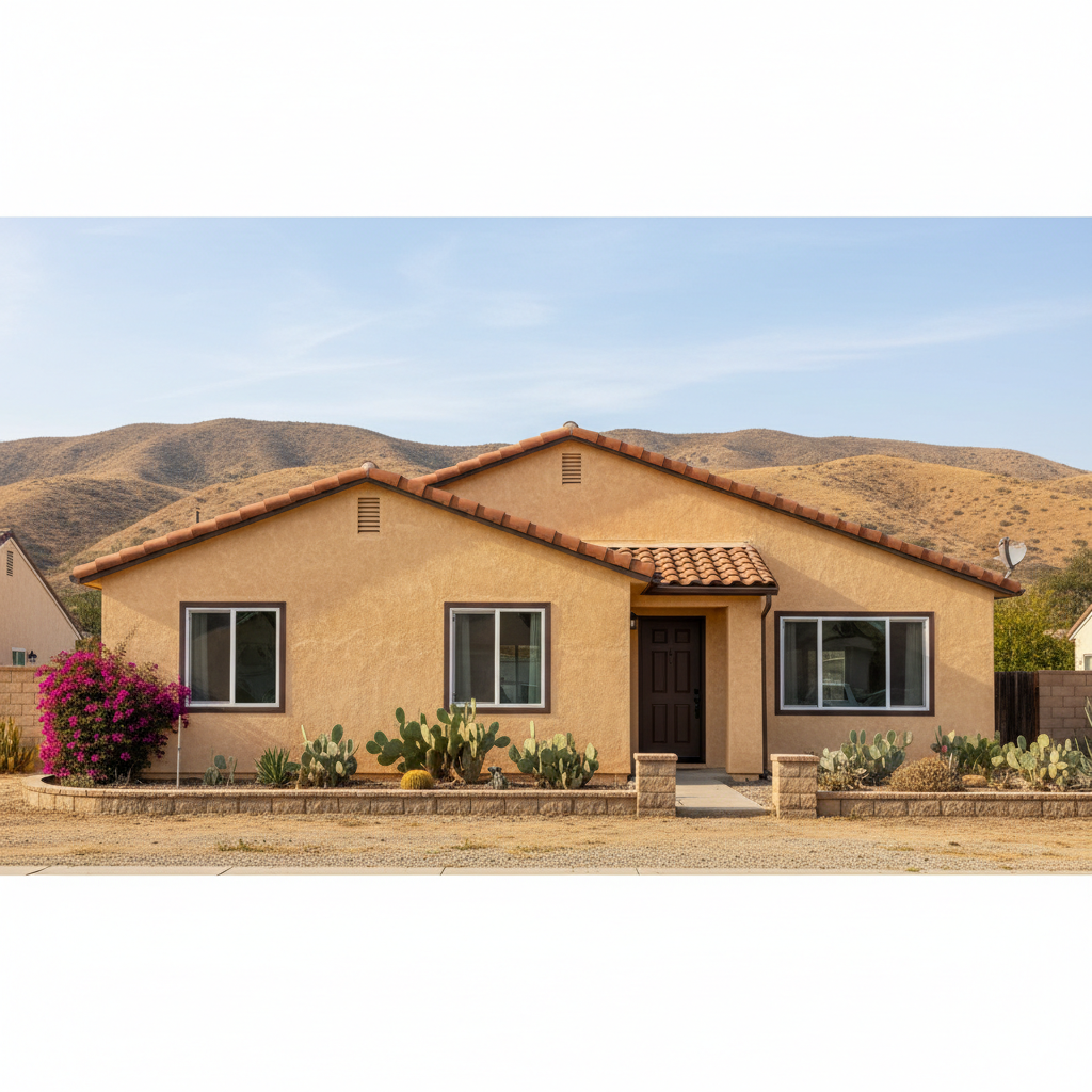 Completed stucco painting work at a residential property in Pomona, CA